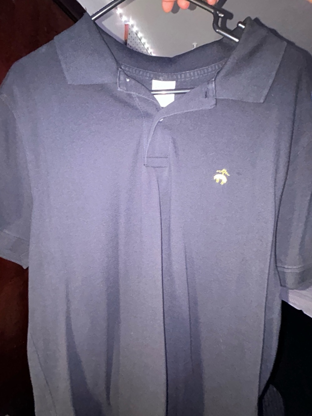 Brooks Brothers Navy Polo with Yellow Embroidered Logo